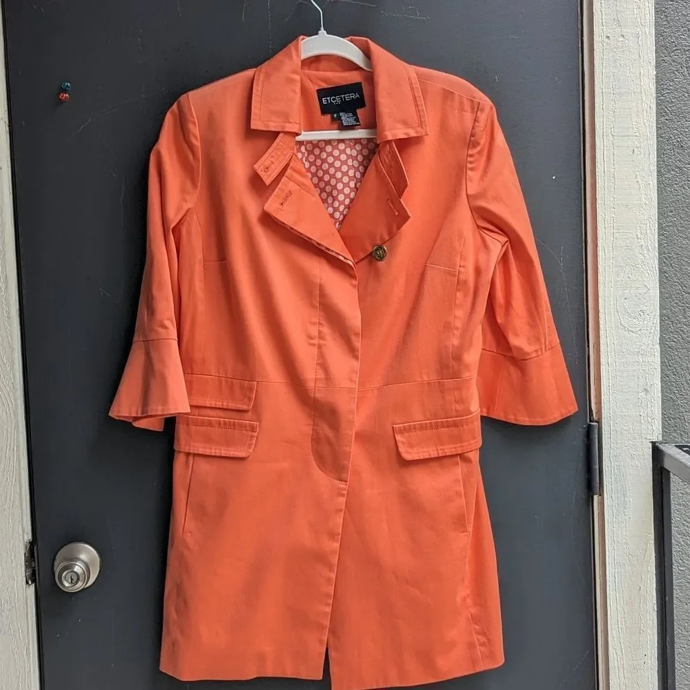 Etcetera Bell Sleeve Trenchcoat Peachy Coral - Picture 2 of 13